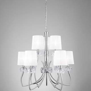 Lámpara de techo clásica LOEWE Cromo 9 pantallas - Imagen 1